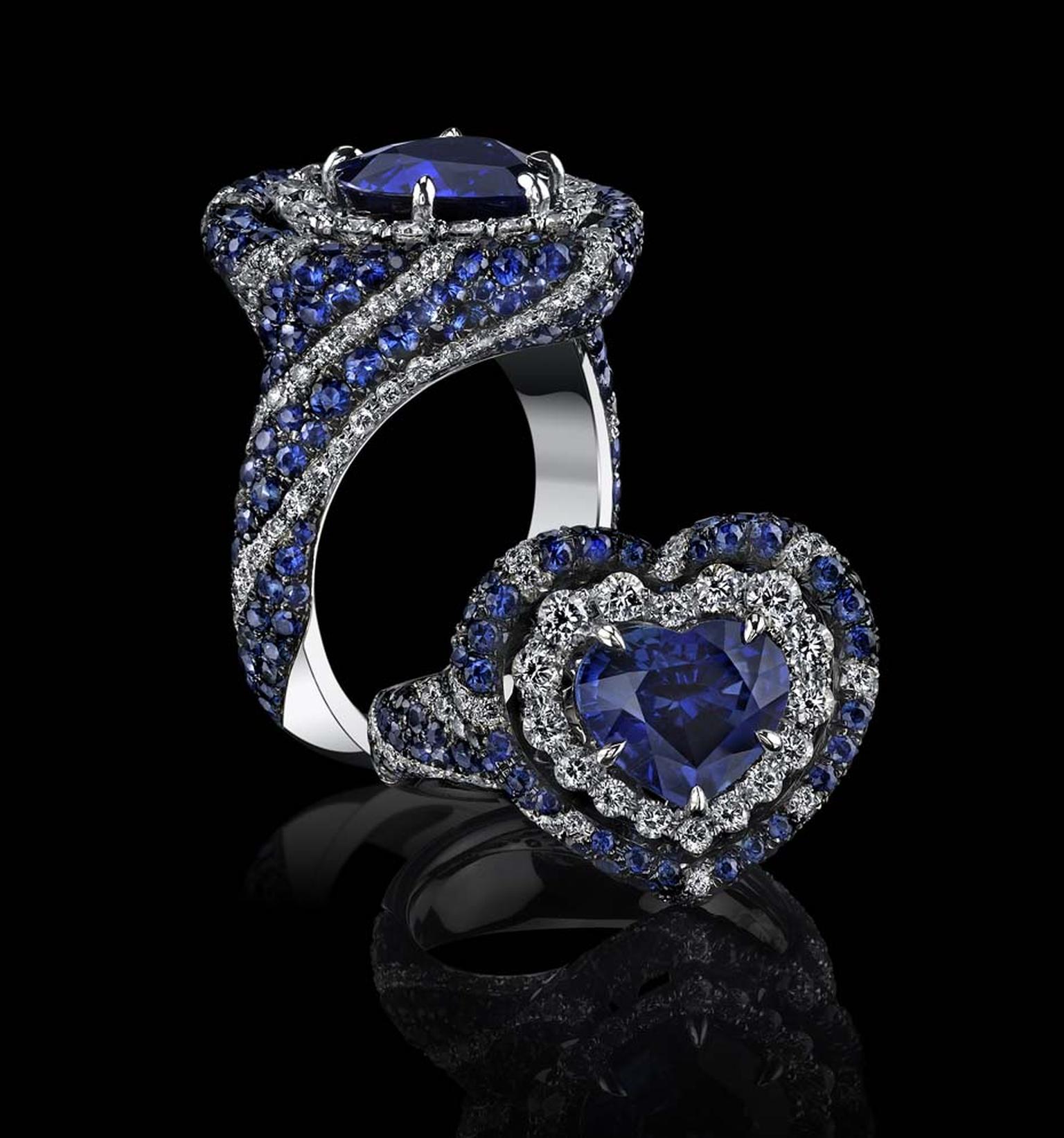 Heart shaped sapphire engagement rings outlet